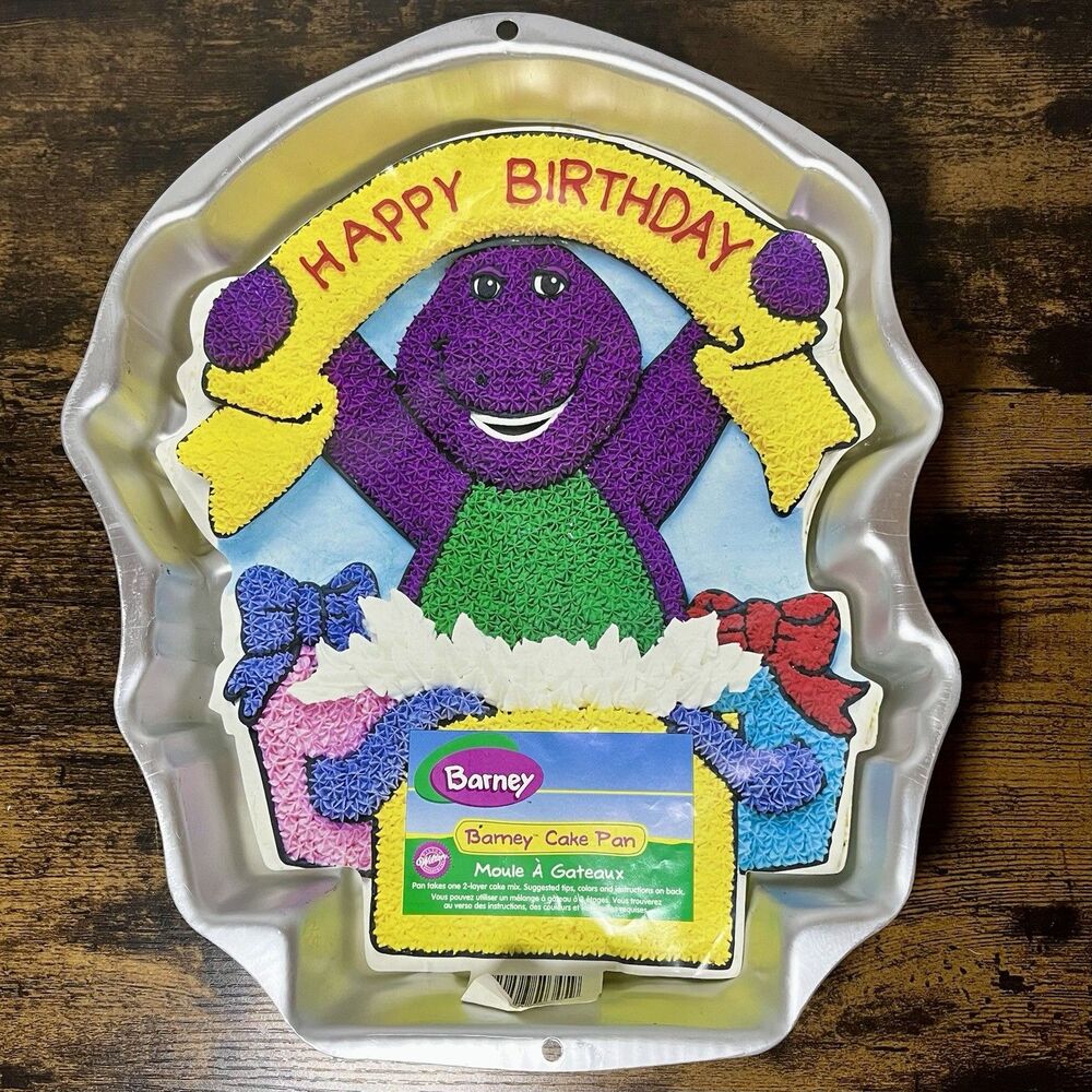 Vintage 1998 Wilton Barney Purple Dinosaur Aluminum Cake Pan 90s Birthday